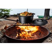 Bruntmor Camping Cooking Set Of 7 - Pre Seasoned Cast Iron Pots, Pans, and Dutch Ovens with Lids for Outdoor Campfire Cooking - Skillet Grill Cookware Set with Storage Box