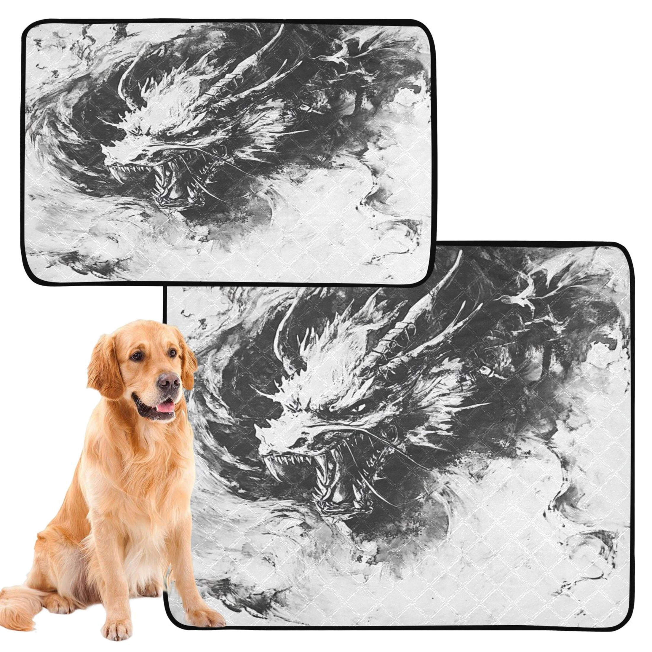 Qxltty Black Dragons Cat litter Pads Pet Set of 3 Diaper Mats Center Anti-leakage Layer Absorbent Soft and Comfortable