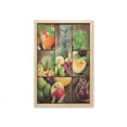 thumbnail image 1 of Nature Wall Art with Frame, Fruits Salad Themed Watermelon Pineapple Apple Cherries Juice Collage Art Print, Printed Fabric Poster for Bathroom Living Room, 23" x 35", Multicolor, by Ambesonne, 1 of 2