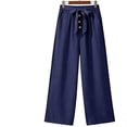 thumbnail image 2 of Gamivast Linen Wide Leg Pants For Women High Waist Button Fly Tie Knot Front Palazzo Pants Loose Fit Soft Dressy Pants Summer Beach Holiday Daily Wear, 2 of 2