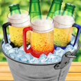 thumbnail image 2 of Taza de cerveza helada para congelador, vasos para beber, jarras de cerveza heladas de gel de doble pared, copas de vino refrescantes para fiestas y regalos, transparente, juego de 3 de 16 oz (azul,, 2 of 5