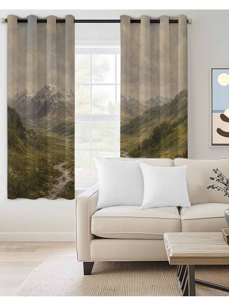 Rustic Mountain Blackout Curtains 45 Inches Length, Vintage Farmhouse ...