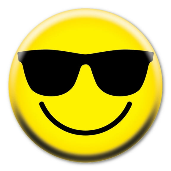 Smiley Face with Shades Circle Button with Magnetic Back