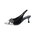 thumbnail image 2 of Women's Slingback Pumps Bow Pointed Toe Pumps with Elasticated Strap Pumps Mid Heels Evening Comfortable Dress Shoes Open Back Sandals, 2 of 9