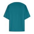 thumbnail image 6 of larppty Oversized Crew Neck Linen Tops for Women Short Sleeve Cotton Blend Tee Shirts (Dark Green, 3XL), 6 of 6