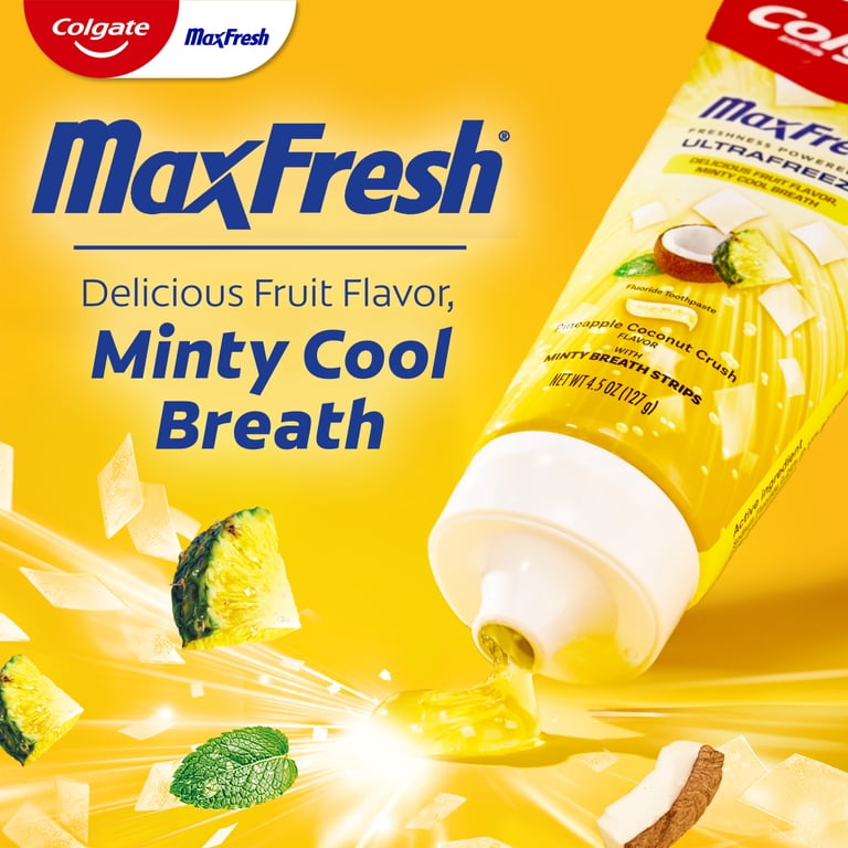 Colgate Max Fresh Anticavity Fluoride Toothpaste, Pineapple Coconut Crush  with Mint, 4.5 Oz - Walmart.com