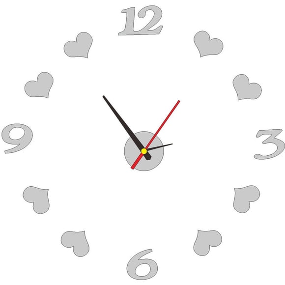 JinsintoPendel Stumm Wanduhr, Moderne Mode Wanduhr Rahmenlos 3D Spiegel Aufkleber Büro Hotel Heimdekoration DIY Wanduhr,2 STÜCKE Silber