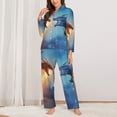 thumbnail image 2 of Pajama Sets for Women 2 Pcs, Red and Blue Fire Dragon A Button Down Long Sleeve Sleepwear Lounge PJ Sets, 2 of 6