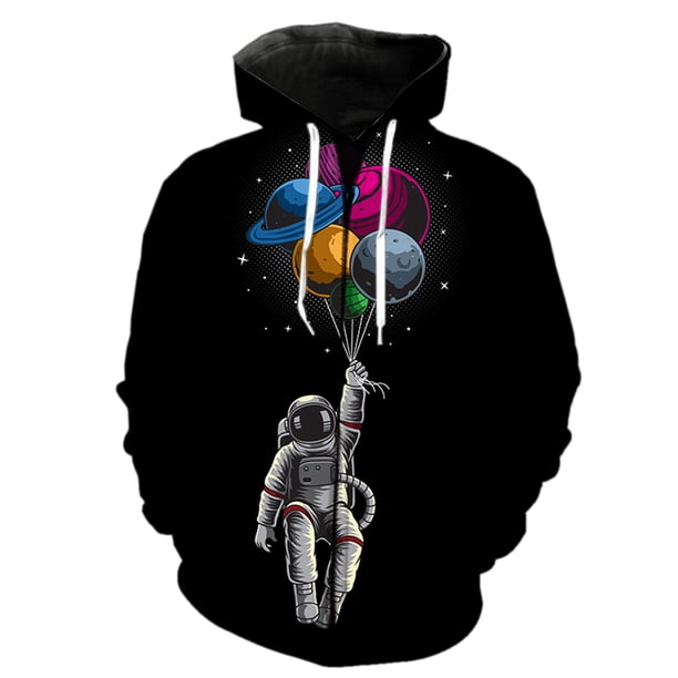 Sudadera con capucha y cremallera para hombre, diseño de astronauta de dibujos animados, unisex, estilo Harajuku, con capucha, manga larga, gran tamaño, con estampado 3D, estilo hip hop.