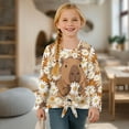 thumbnail image 4 of Xixirimido Capybara and Daisy Floral Pattern Girls Long Sleeve Shirts Cute Kids Fashion Crew Neck Tunic Tops Tie-hem Tees for Fall Winter, Size 5-6, 4 of 7