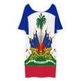 thumbnail image 3 of Haiti Haitian Flag Coat of Arms Red Women's Off The Shoulder Ruffles Summer Wedding Guest Loose Casual Party Beach Dress, 3 of 9