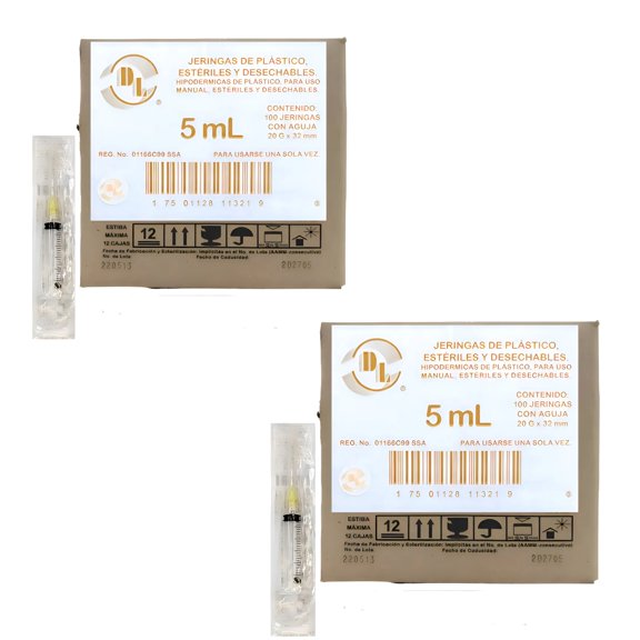 Kit 2 cajas de Jeringas  DL 5 ml  20gx32mm  C/100PZ