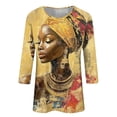 thumbnail image 5 of Staron Women's Black History Month Casual Print Round Neck 3/4 Sleeve Loose T-Shirt Top, M, 5 of 5