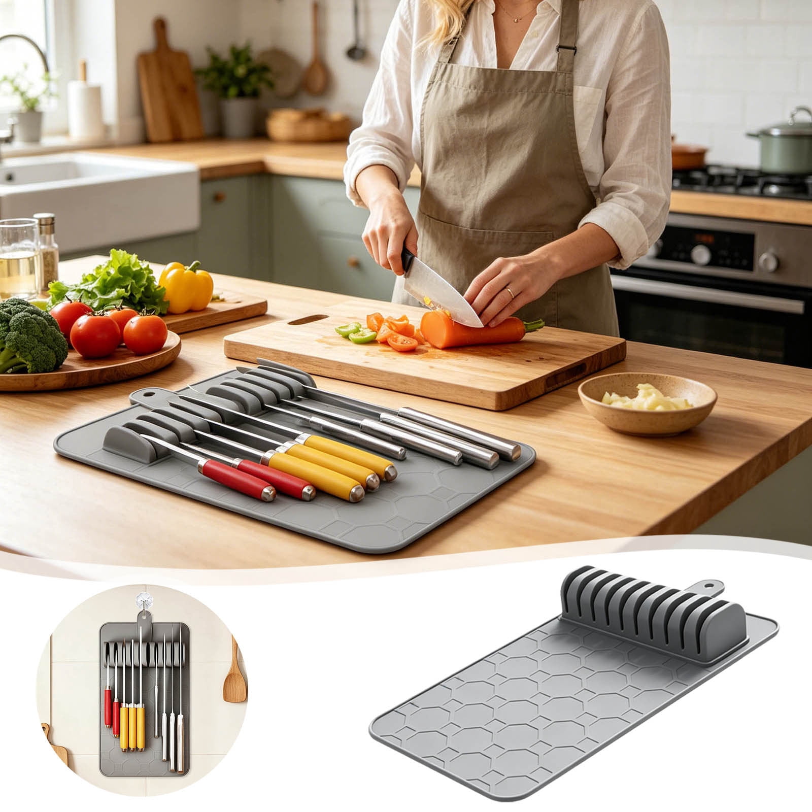 Drawer Organizer Silicone Storage Tray Holder Cutlery Tray Non Flexible Structure Suitable For Kitchen Organization Home Drawer Kitchen Pan Organizer Dish Dry Rack Utensil Holder for Dish Rack