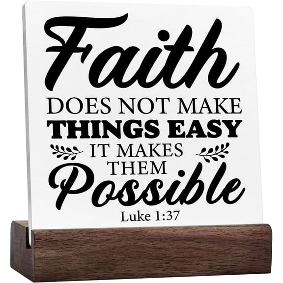Bible Verse Christian Home Decor Luke 1:37 Scriptures Sign Desk Decoration Faith Quote For Shelf Home Ceramic Table Sign Plaque