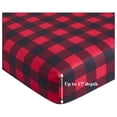 thumbnail image 5 of Ultra Soft Silky Deep Pocket Rich Printed Bedding Rayon from Bamboo All Season 6 Pieces Sheet Set with 4 Pillowcases, Red Black Plaid Pattern Queen Size, 5 of 8