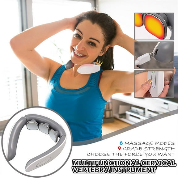 Neck Massager, 3D Cervical Massager, 6 Modes & 9 Intensities, Heat Therapy, Shiatsu & Kneading, USB Rechargeable, Portable, for Pain Relief & Relaxation