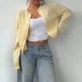 thumbnail image 7 of Jxximdong Fashion Coat for Women, Button Down Long Sleeve Crewneck Crop Cardigan Sweater Cute Knitwear Clothes, Women's Coats Yellow, 7 of 7