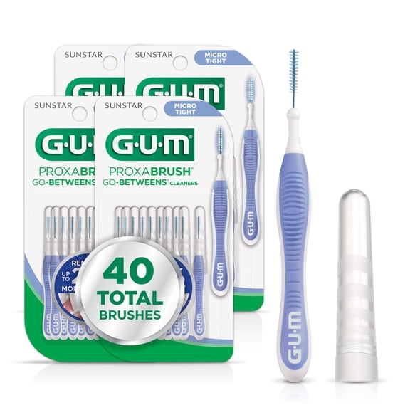 GUM Proxabrush Go-Betweens-Micro Tight, Interdental Brushes, Soft Bristled Dental Picks, 10 Count (Pack of 4)