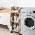 thumbnail image 4 of Étagère de Rangement de Cuisine avec Roues, Chariot Mobile Multifonction, Rangement à Étages, Organisateur de Lessive à Étages, Beige, 3 Niveaux, 4 of 8