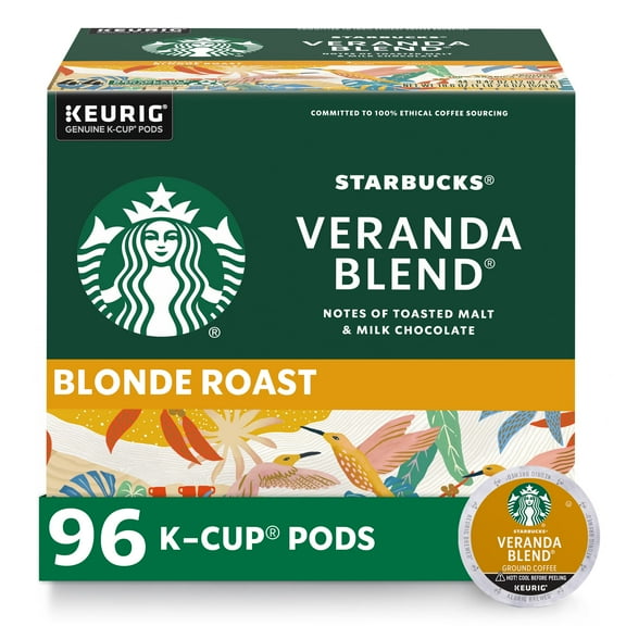Starbucks K-Cup Coffee Pods, Starbucks Blonde Roast Coffee, Veranda Blend For Keurig Brewers, 100% Arabica, 4 Boxes (96 Pods Total) Packaging May Vary