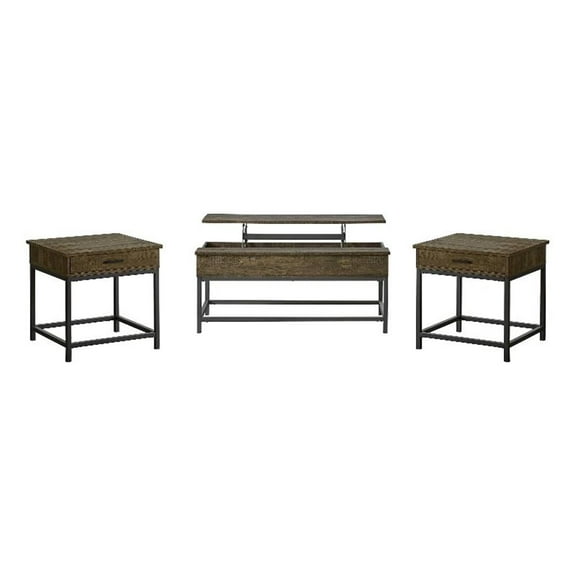 Byers 3-piece Lift Top Coffee and End Table Set Brown Oak