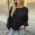 thumbnail image 5 of Women's 2024 Crew Neck Long Lantern Sleeve Casual Loose Ribbed Knit Solid Soft Pullover Sweater with Pocket, 5 of 6