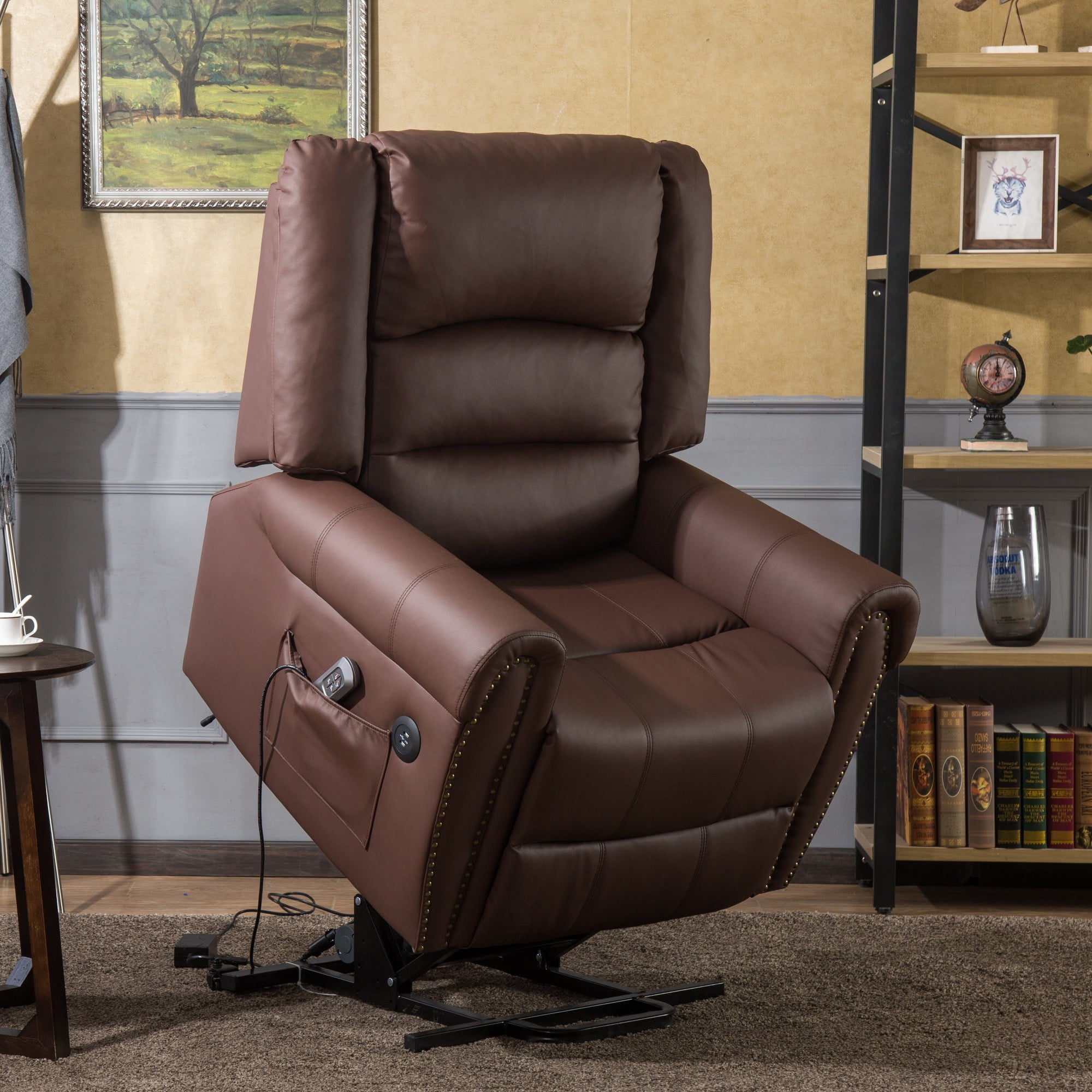 Mcombo Electric Power Lift Recliner Chair Dual Tuv Motor Infinite Position Lay Flat Sleeper Pu Leather Lounge With Remote Control Usb Charging