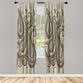 thumbnail image 2 of Ambesonne Paisley Curtains 2 Panel Set, Boho Leafy Neutral Colors, Pair of - 28" x 95", Warm Taupe Ivory and Sepia, 2 of 4
