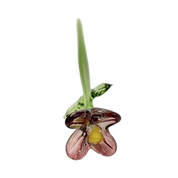 Decoración floral de vidrio hecha a mano con tallo, miniplantas florales sopladas a mano, figura decorativa para el hogar, sala de estar, oficina, mesa, florero.