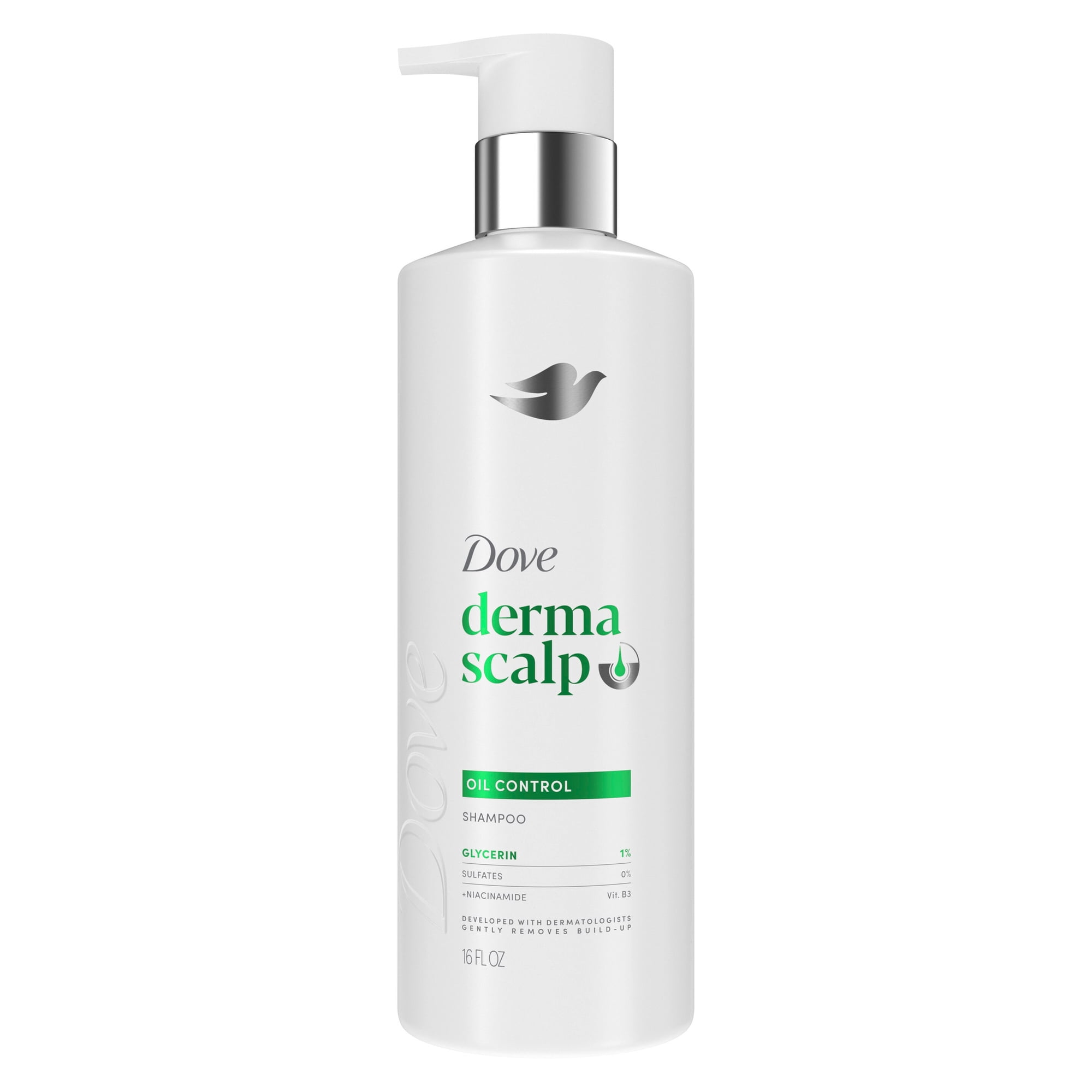 Dove Derma Scalp Oil Control Shampoo with Glycerin, Sulfates and Niacinamide for Removing Scalp Product Buildup, 16 fl oz 1 Count