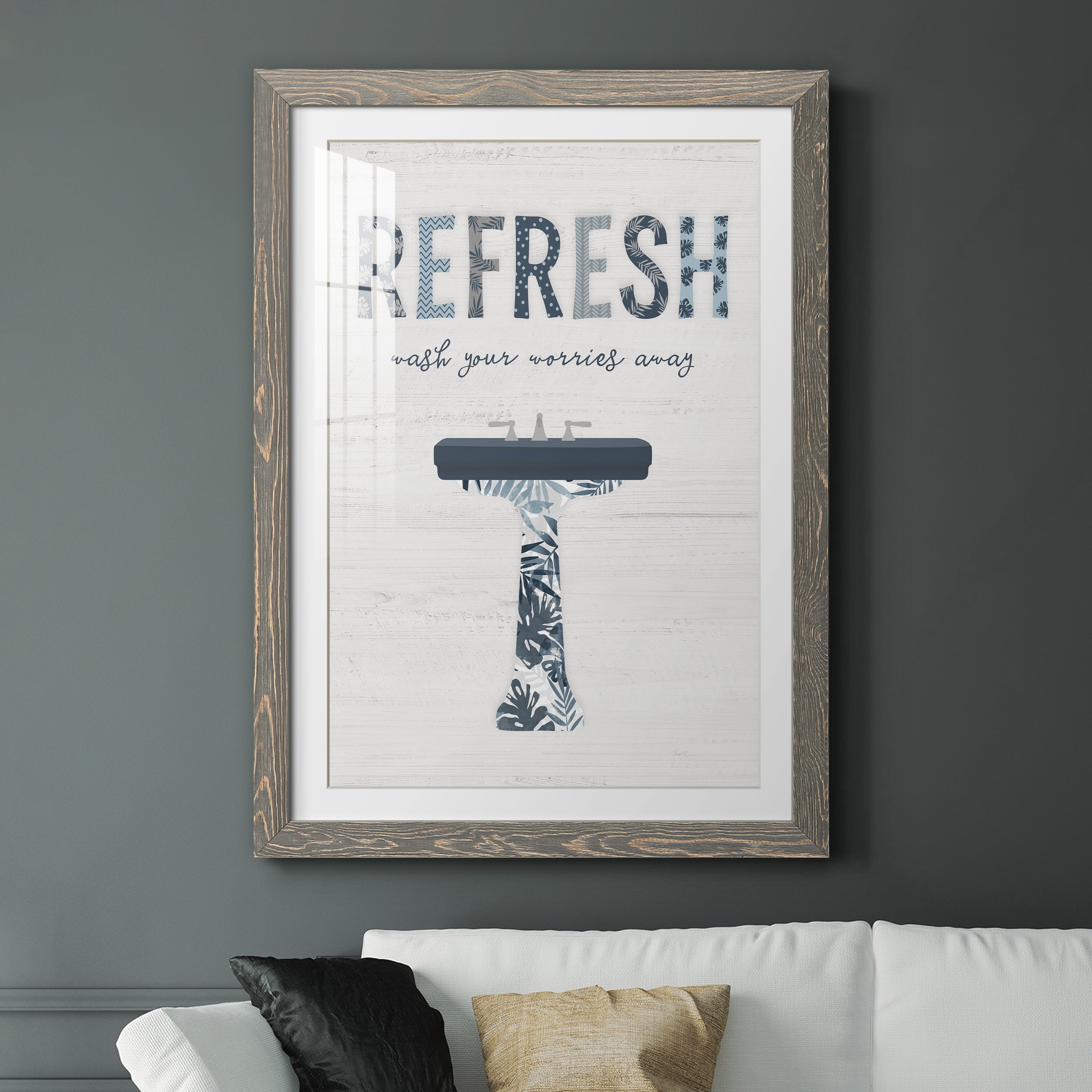 Palm Bath II - Premium Framed Print - Distressed Barnwood Frame - Ready to Hang