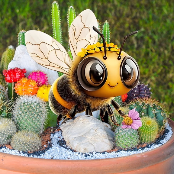 Bee Decorative Floor Inserts, Festive Atmosphere Decoration Stakes, Bee Design Decorative Garden Stakes, Festive Decor Inserts for Garden, Yard, Party, Festive Decor, Outdoor Decoration.