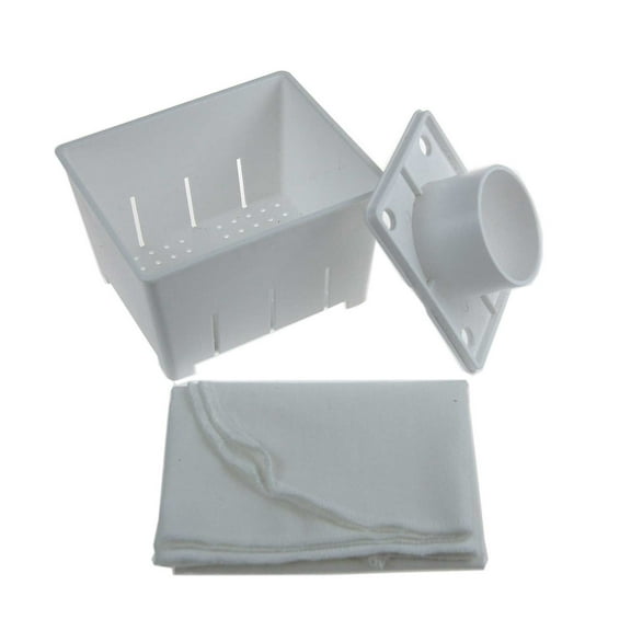 Plastic Tofu Mold / Press with Cheesecloth - 5"x4"x3" - Makes Over 2 Lbs of Tofu Per Batch - Dishwasher Safe - Reusable