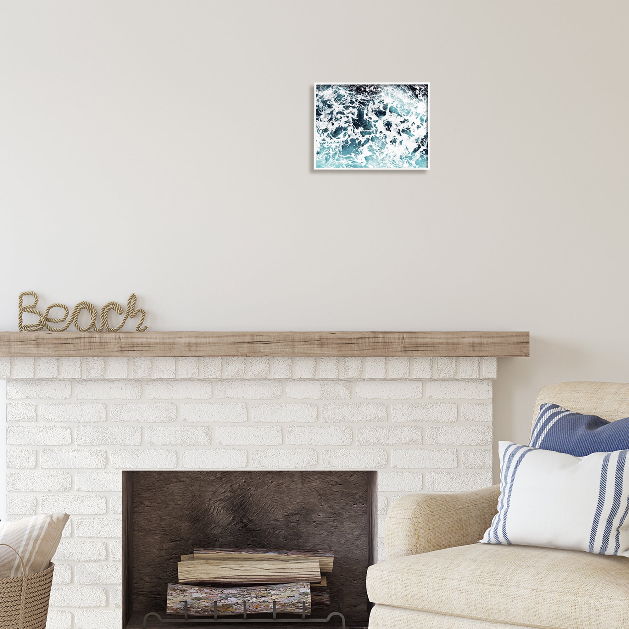 Stupell Industries Abstract Ocean Foam Pattern Nature Painting White Framed Art Print Wall Art, 14 x 11