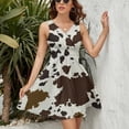 thumbnail image 3 of Cow Print Textures Women's Tank Dress V Neck Sleeveless Summer Sundress, 3 of 7