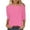 Pink, variant on WNEGSTG 3/4 Sleeve Shirts for Women Solid Color Round Neck Slim T Shirt Basic Top Green