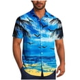 thumbnail image 2 of LEKWK Hawaiian T-Shirts for Men Short Sleeve Collared Button Down Shirts Lightweight Floral Print Loose Fit Beach Party Vacation Wear Blue M, 2 of 6