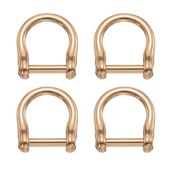 4Pack Screw in Shackle Horseshoe D-Ring, 12mm(1/2 Inch) Key Holder U-Shape Ring Buckle, Purse Strap Accessories for DIY Leather Craft Keychain, Light Gold
