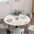 thumbnail image 2 of Botanical Wildflowers Fitted Tablecloth with Elastic Edged, Round Table Cloth for Dining Table, Spring Farmhouse Floral Grey Plaid Waterproof Oil Proof Table Cover for Indoor Outdoor 55"-60", 2 of 8