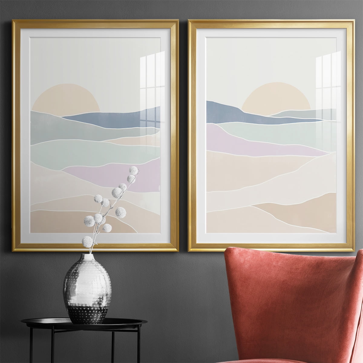 Wexford Home Wave Tableau I Premium Framed Print, 26.5" x 36.5" - Ready to Hang, Gold (Set of 2)