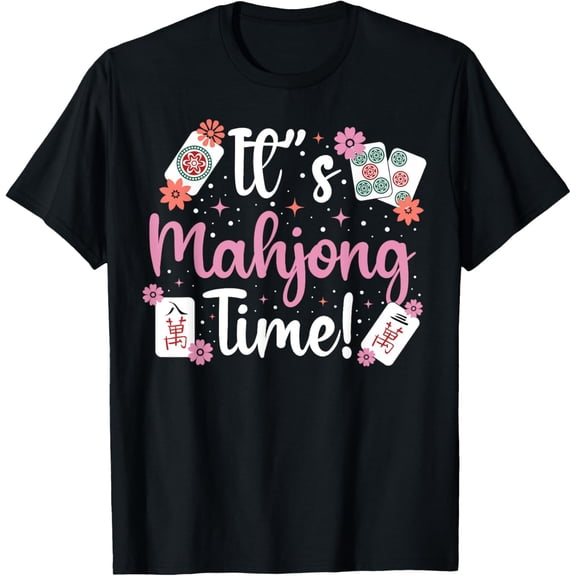 Playful Comfort Tee - It's Mahjong Time! Mahjong & Cherry Blossoms for Women Girls T-Shirt