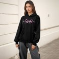 thumbnail image 4 of Women's Fashion Lightweight Long Sleeve Pullover with Pockets Preppy Graphic Hoodie with Bow Print for Comfortable Fit,Black,S, 4 of 8