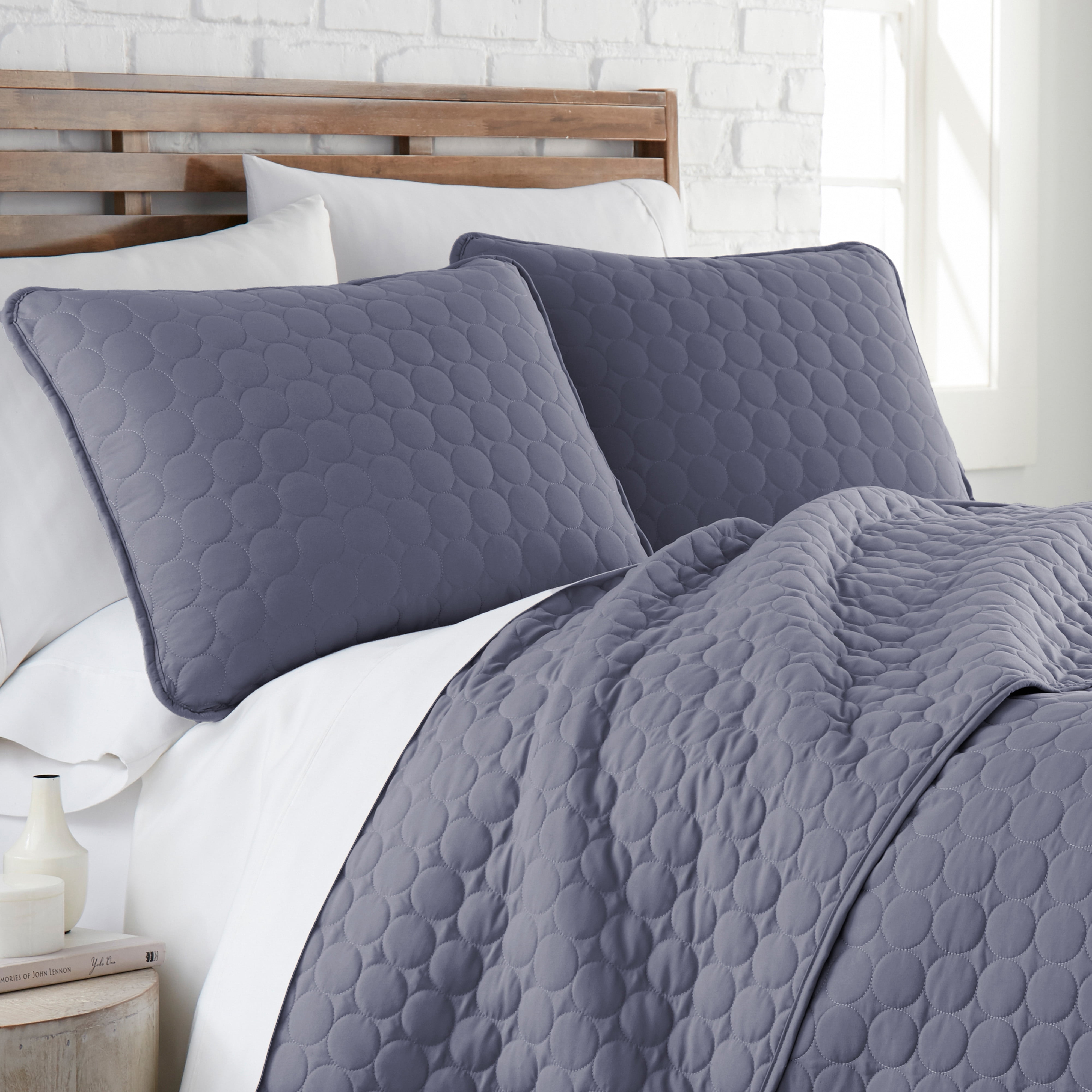 Southshore Fine Linens Oversized Quilt Bedding Set lightweight, soft coverlet bedspread 2-Piece with One matching sham , Denim, Twin / Twin XL