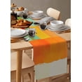 thumbnail image 6 of Ldtrchee Green Orange Table Runner 72 Inches, Modern Oil Painting Abstract Geometric Bed Runner Dresser Scarves Tabletop for Indoor Outdoor Parties/Ceremony/Banquet, 14" x 72", 6 of 8