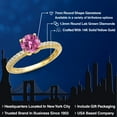 thumbnail image 2 of Gem Stone King 14K Yellow Gold Pink Moissanite and Lab Grown Diamond Engagement Ring for Women | 1.36 Cttw | Round 7MM | Gemstone Birthstone | Size 8, 2 of 6
