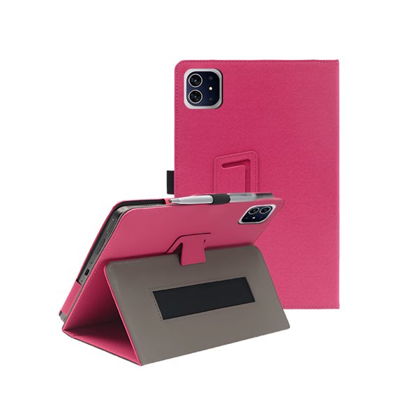 HYRACPO Protective Case for Teclast ArtPad 2026 13.2” Tablet, PU Leather Flip Folio Cover with Hand Strap, Anti-Fingerprint, Lightweight & Slim Shockproof Shell-Rose red