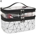 thumbnail image 3 of PULLIMORE Portable Travel Makeup Bags Double Layer Cosmetic Cases Make Up Organizer Toiletry Bag for Women and Girls (White), 3 of 8