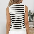 thumbnail image 4 of Women Tank Tops Striped Sleeveless Button Up Cardigan Sweater Vests Knitted Fabric Casual Work Daily Wear, 4 of 6