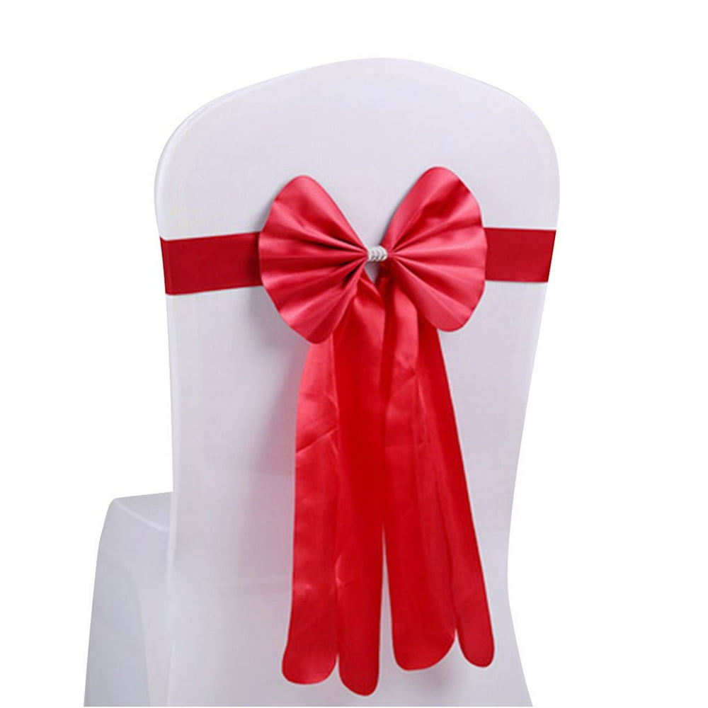 Elastic Bowknot Chair Cover Sashes Antiwrinkle Ribbon Chair Band
